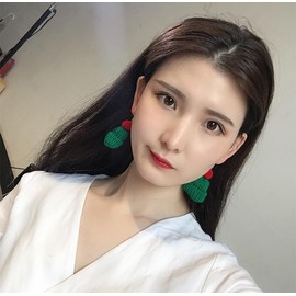 Christmas Hats Knitted Earrings for Women Cute Knitted Santa Hat Dangle Drop Earrings Winter Earrings Cute Christmas Gifts for Women (Green)