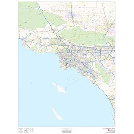 Los Angeles County, California - 36" x 48" Paper Wall Map