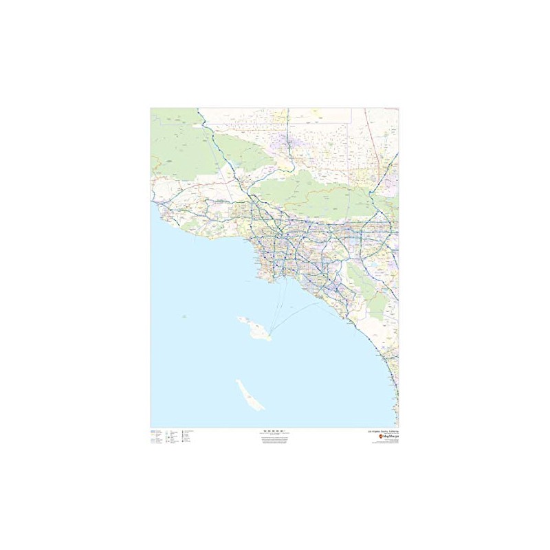 Los Angeles County, California - 36" x 48" Paper Wall