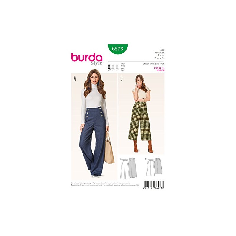 Burda - B6573 - sewing pattern - trousers - white
