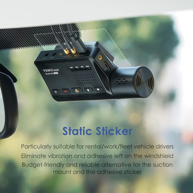 VIOFO 4 x Transparent Plastic Static Windshield Sticker, Compatible with