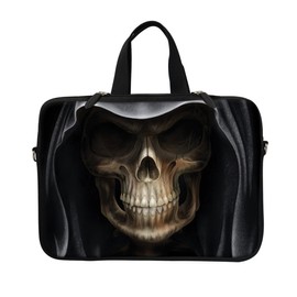 Meffort Inc 13 Inch Neoprene Laptop Sleeve - Water Resistant, Hidden Handle, Dual Zipper, Fits Up to 13” - 13.3" Laptops - Skull Face