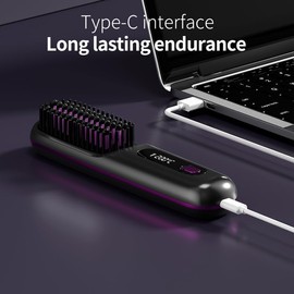 Go Brush Pro Hair Straightener & Curler 2-in-1 – Cordless Comb with Negative Ion, 4000mAh Fast Heating & Portable Travel Design, Rechargeable Brush for Straightening and Curling (1Pcs)