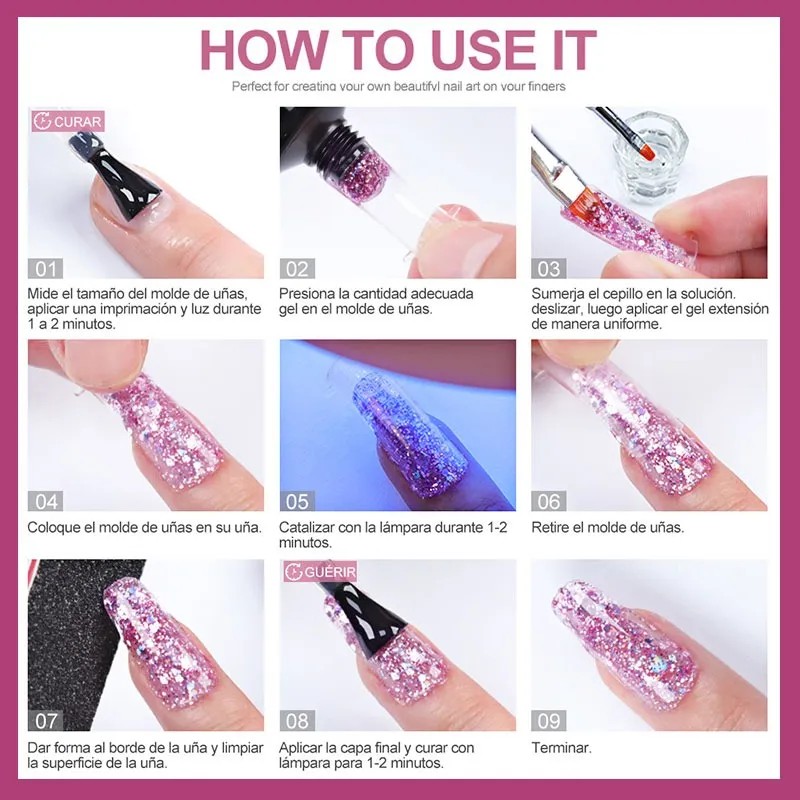 Acrigel Acrílico Polygel Acrilicas De 17 Pzas Para Kit Uñas