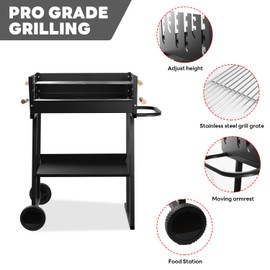 guogiyala Charcoal Grills - Portable Charcoal Grill,2025 Skewer Charcoal Grill with wheels, for camping and picnic