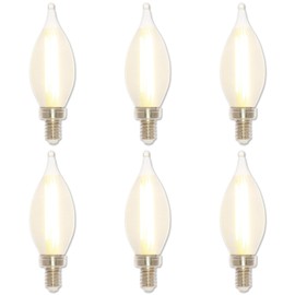 Westinghouse 5275020 4.5 Watt (60 Watt Equivalent) Glowescent C11 Dimmable Clear Spun-Satin LED Light Bulb, Candelabra Base, 6 Pack