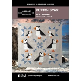Art East Quilting Co Puffin Star Quilt Pattern, Multi