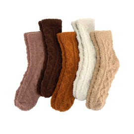 5 Pairs Fluffy Soft Cozy Warm Fuzzy Socks for Fall Winter Gifts Christmas Stocking Stuffers (One Size Fit US Size 6-11)
