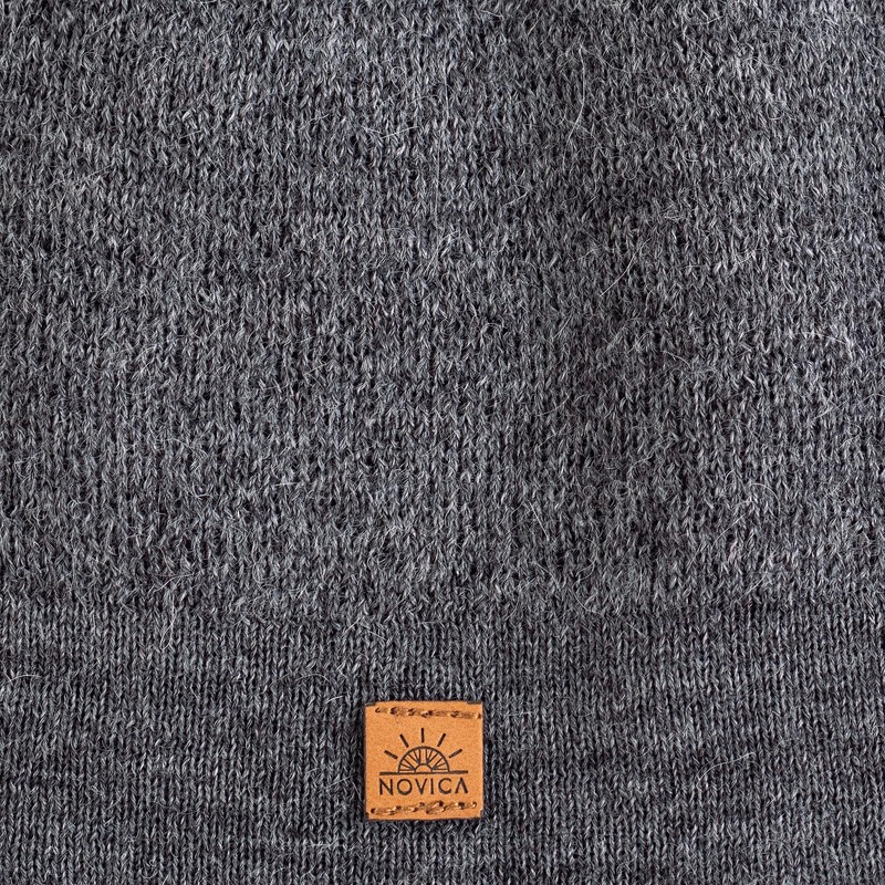 NOVICA Alpaca Blend Knit hat, 'Slate Minds' Grey