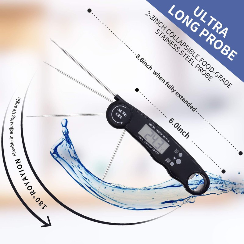 Digital Instant Read Meat Thermometer, Waterproof Kitchen Thermometer, Cooking Food