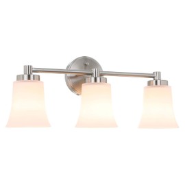 XiNBEi Lighting Vanity Light, Modern Bathroom Wall Light with Glass, Brushed Nickel 3 Light Bath Bar Light XB-W1235-3-BN