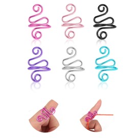 Treayes 6 Pcs Crochet Ring - Adjustable Hook Knitting Crochet Yarn Tension Ring Yarn Holder Loop Ring for Knitting Lovers Crocheters (6 Colors)