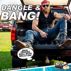 Bulls Balls Truck Nuts Hitch for Car Hanger Nutz Fake Silicone Hanging Testicle - USA Made (Flesh, L)