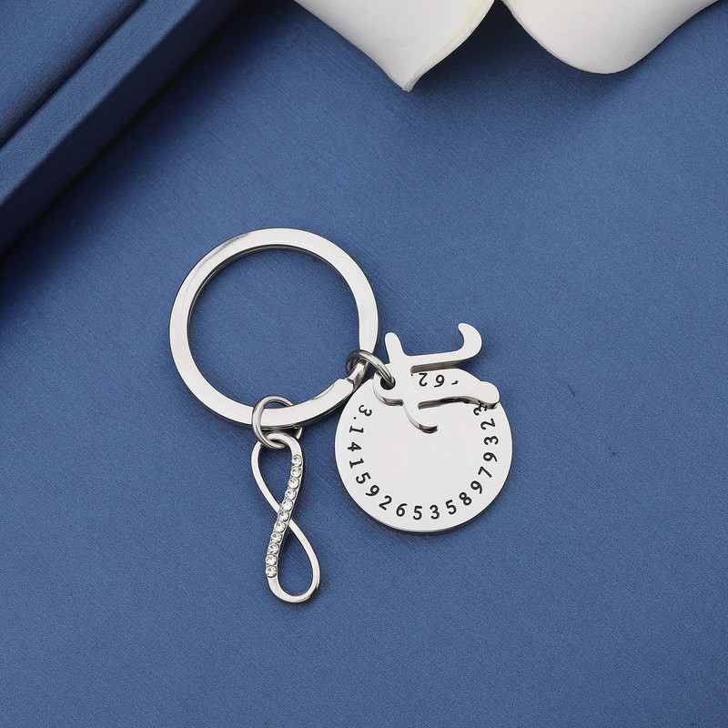 MYOSPARK Mathematical Pi Symbol Pendant Necklace Keychain Science Jewelry Math