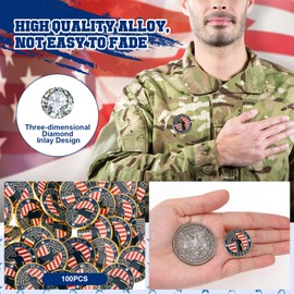 Liliaafar 50 Pcs Veteran Label Pins, Military USA Patriotic American Flag Pins, Veterans Day Gifts for Men and Women, Gold Butterfly Clutch Back (Proud to Be A Veteran)