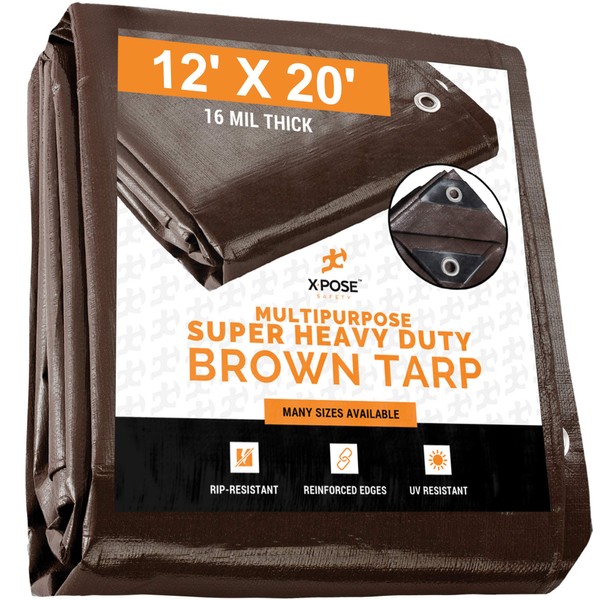 12' x 20' Super Heavy Duty 16 Mil Brown Poly