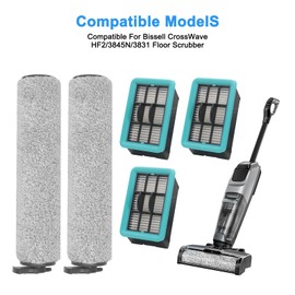 DingGreat Brushes and Filters for Bissell Crosswave Hard Floor Expert Vacuum 3831 HF2 3845 3847 3848, for Bissell Crosswave Replacement Parts