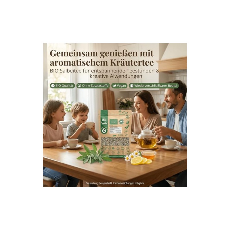 OmVeda Organic Sage Tea - Sage Leaves Cut and Natural