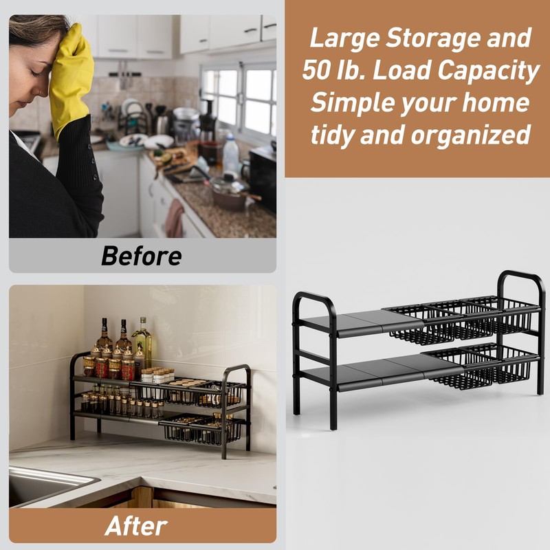 Under Sink Organizers and Storage,Detachable Panels and Baskets,Under Sink Storage,Adjustable