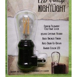 Amertac NL-EDSN-DB 1.5 X 1.5 X 4.2 Aged Bronze LED Vintage Edison Filament Night Light