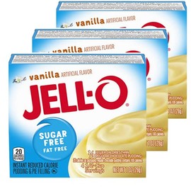 3 Paquetes de PUDIN DE VAINILLA / SIN AZÚCAR/ Libre de Grasa / Instantáneo/ Reducido en Calorías/ 28 gr por cada uno, 84 gr en total