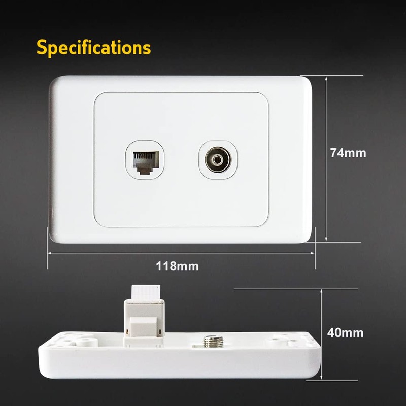 Contech CLSOL TV Antenna Socket & Telephone Jack Outlet, SAA