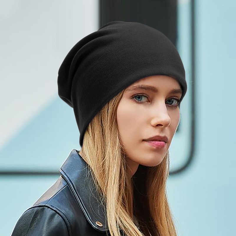 DRESHOW Pack of 2 Slouchy Beanie Hat, Lightweight Beanie, Jersey