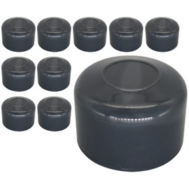 SKIR'CO Pack of 10 Fence Post Caps Round 38 mm Grey Plastic Caps for Round Fence Posts Fence Post Covers Anthracite Grey 7016
