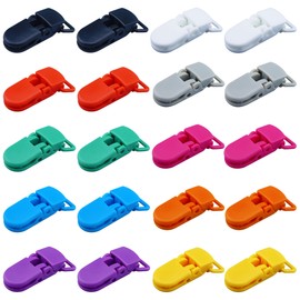 20-Pack Pacifier Clip Replacement Ends - BPA-Free Plastic Fasteners for DIY Baby Crafts, Sewing Bibs & Blankets Straps (3/4 Inch, 10 Colors)