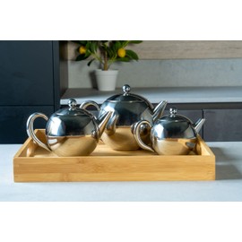 Café Ole RT-050X Rondeo Stainless Steel Tea Pot Easy Pour Teapot with Infuser Basket 50oz 1500ml