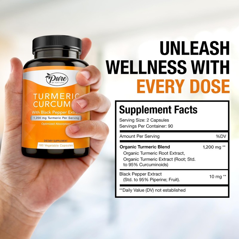 Pure By Nature Turmeric Curcumin with Black Pepper Extract 10
