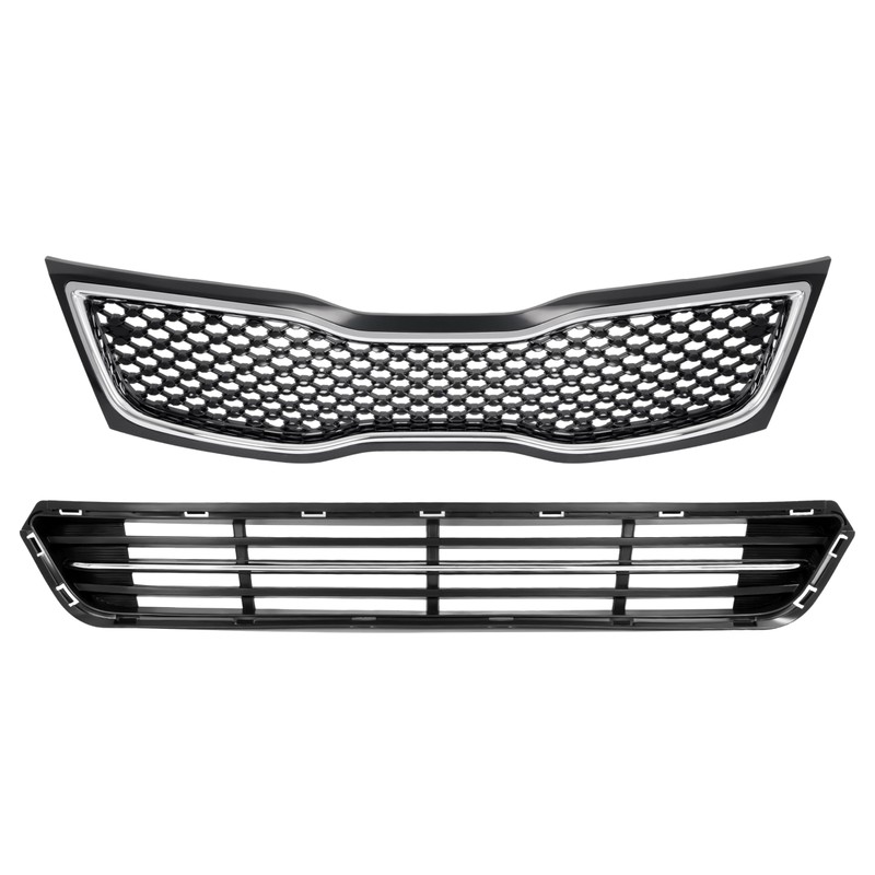 HECASA Upper+Lower Bumper Grille Compatible with 2014-2015 Kia Optima Front