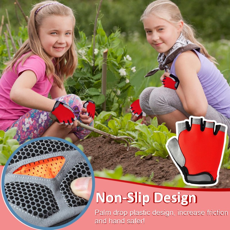 CubePlug Kids Boy Girl Cycling Climing Half Finger Gloves GEL