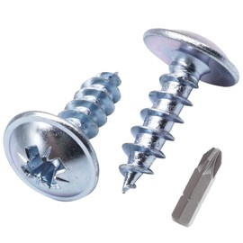 SKIR'CO (Pack of 80) Galvanised Steel 6.0 x 16mm Silver Wood Screws Metal Screws Wafer Head Pozi Self Tapping
