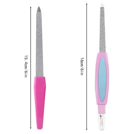 TRKETK 6 Stück Nagelfeile Metall, Nagelpolierset Nagel Pflege Taschenfeile Set mit Lang Griff Nagelfeilen Naturnägel Fein Metal Nagelfeilen Doppelseitiger Buffer Block für Maniküre und Pediküre