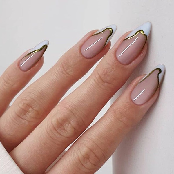 24Pcs Press On Almond Nails – Fake Nails with Jelly