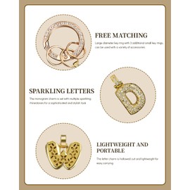 QianSiLi Initial Keyrings For Women, Key Chains For Women J Keyring Bubble Letter With Sparkly Zircon Handbag Charms Accessories
