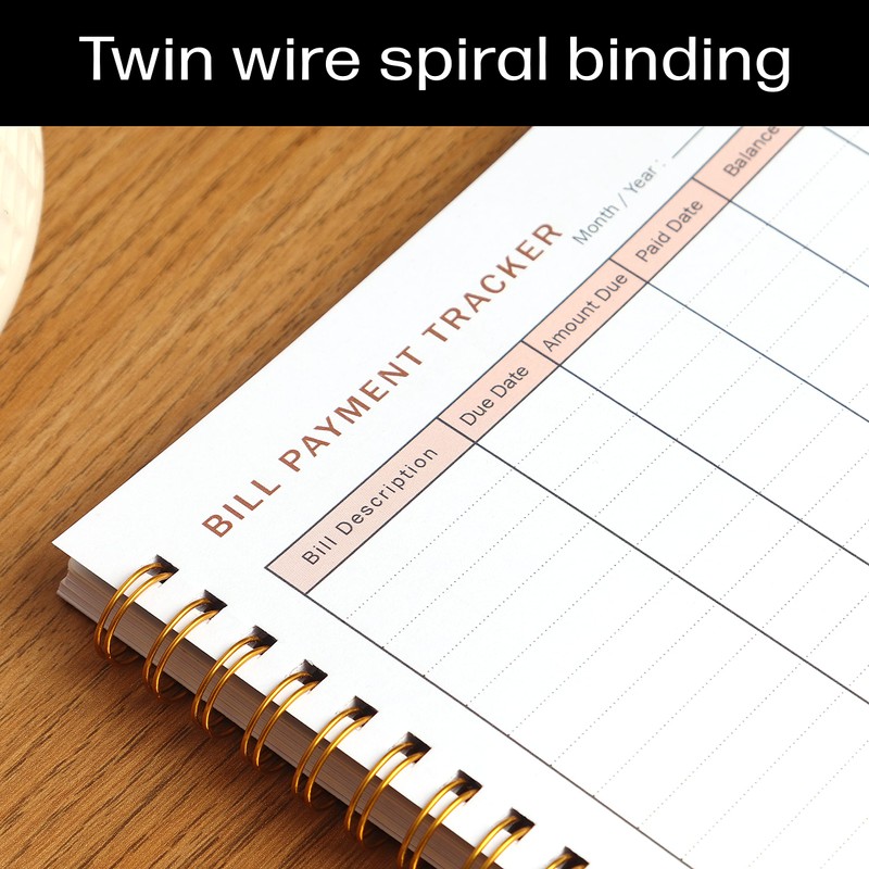 Miru Bill Payment Tracker. A5 Notebook Bill Planner with Spiral