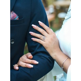 3.30 Carat Moissanite Engagement Rings Set Wedding Rings for Women (D Color-VVS1 | Emerald Cut) S925 Sterling Silver Rings, 18K White Gold Plated Wedding Band Moissanite Bridal Sets, #7