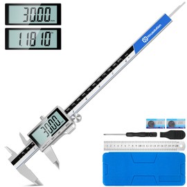 Housolution Digital Caliper, 8Inch Caliper Measuring Tool with Large LCD Screen, Inch/MM Switch, 4 Measuring Ways, Stainless Steel Micrometer Vernier Caliper with Splashproof Screen for Woodworkers