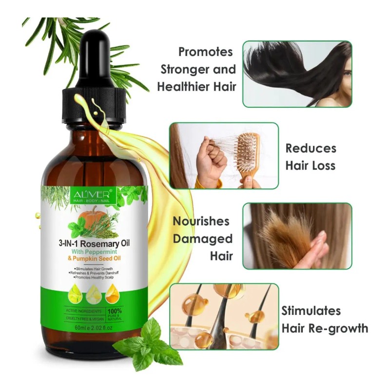 Aceite 3 En 1 Romero Menta Calabaza Crecimiento Hidratación