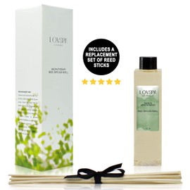 LOVSPA Sage & Lemongrass Reed Diffuser Refill Oil with Replacement Reed Sticks - Lemon, Kiwi, Clary Sage & Lemongrass Essential Oils, 4 oz - Made in The USA