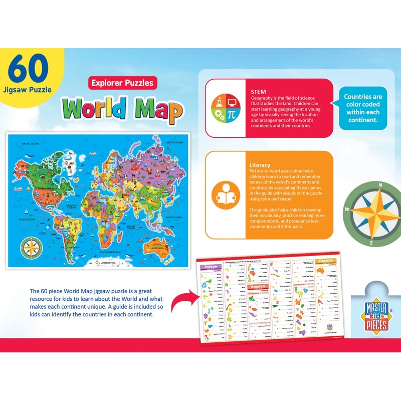 MasterPieces 60 Piece Educational Jigsaw Puzzle for Kids - World