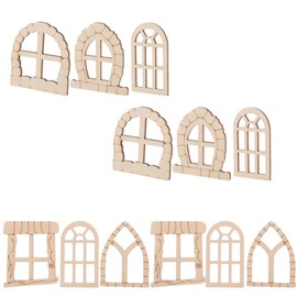Vaguelly 25pcs Unfinished Wooden Fairy Garden Windows,1:12 Scale Wooden Window Dollhouse Furnitures DIY Fairy House Decorations,Random Styles