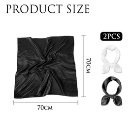 2 Pieces Black And White Silk Scarf, Square Scarf For Women, Muslin Scarf, Black Scarf For Women, Muslin, Imitation Silk Scarf