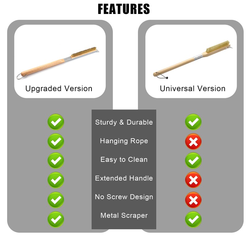Pizza Oven Brush with Scraper Long Handle 55.5cm / 21.9inch