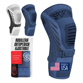 SPORTIFY Rodillera Ortopédica Ajustable – Soporte para Menisco y Dolor de Rodilla, Estabilidad con Cintas de Ajuste para Recuperación y Uso Diario Azul/azul