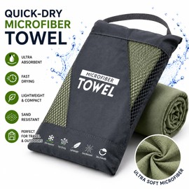 Quick-Dry Microfiber Travel Towel – Ultra Absorbent, Lightweight, Compact Sports Towel with Carry Bag for Beach, Gym, Camping, Hiking & Swimming