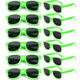 Dwenarry Party Sunglasses - Green Plastic Sunglasses Pack of 12, Mardi Gras, St. Patrick's Day