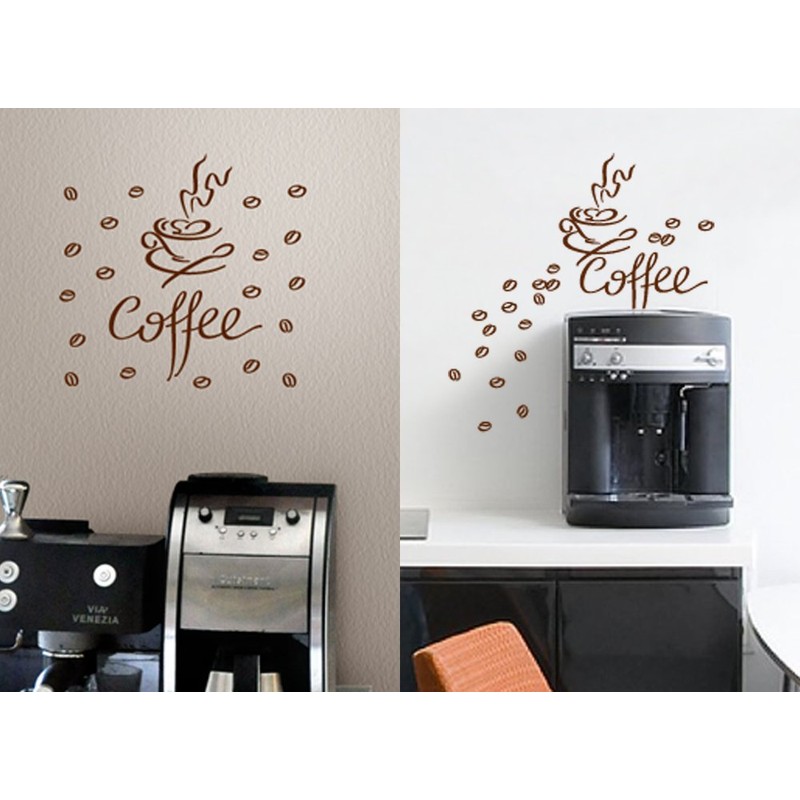Grandora Wall Tattoo Coffee Cup Coffee Beans I Brown Creative